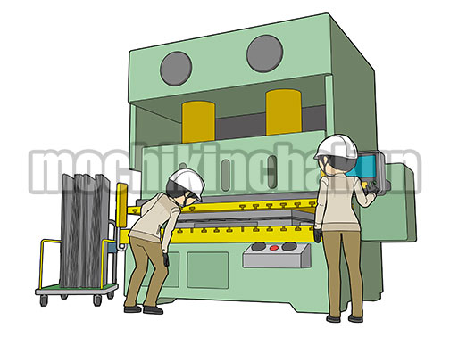 プレス機と作業員A(主線あり)