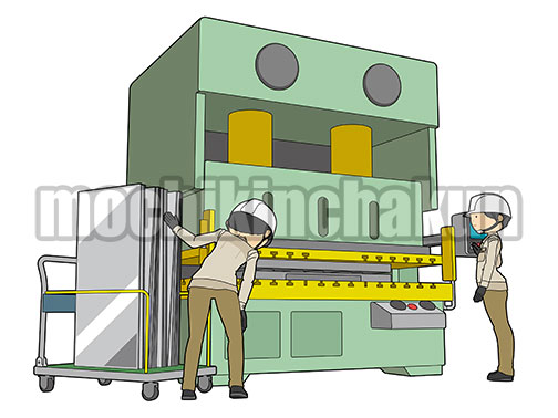プレス機と作業員B(主線あり)