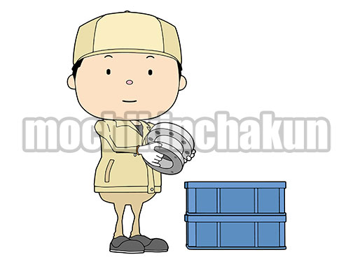 旋盤製品を持つ作業員