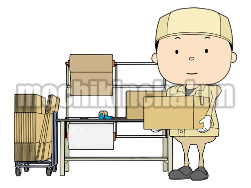 梱包作業中の作業員