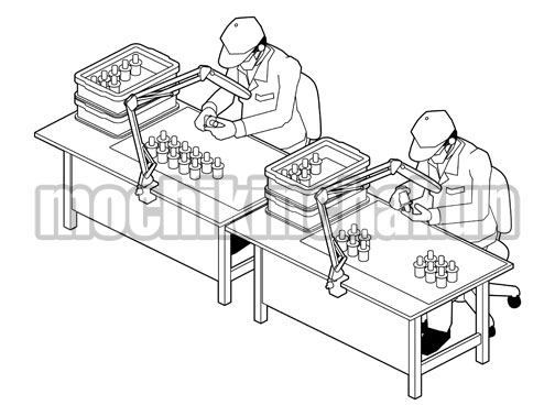 製造工場の目視検査A（線画）