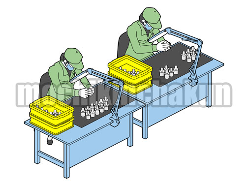製造工場の目視検査B（シンプル配色）