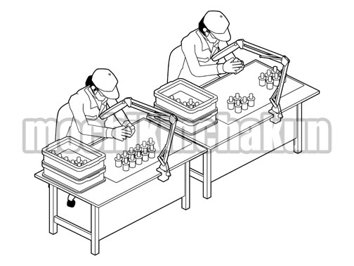 製造工場の目視検査B（線画）
