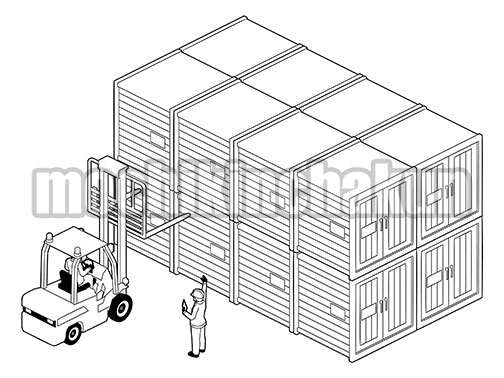 コンテナの積み降ろしA（モノクロ線画）