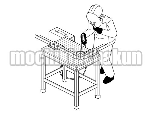 金属部品の溶接A（線画のみ）