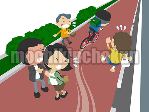 歩道を暴走する自転車